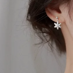 New Lovely Snowflake Charm Earring for Women Christmas Gift Fashion Crystal Zircon Drop Earrings Girls New Year Jewelry
