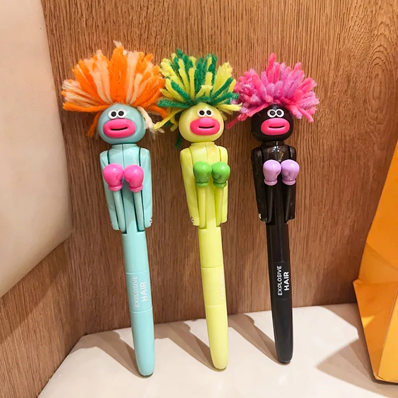 Novelty Funny Ugly Bomb Hair Boxing Pen Drawing Toys Children's Stress Relief Toys Cute Neutral Pen Toy Student Supplies