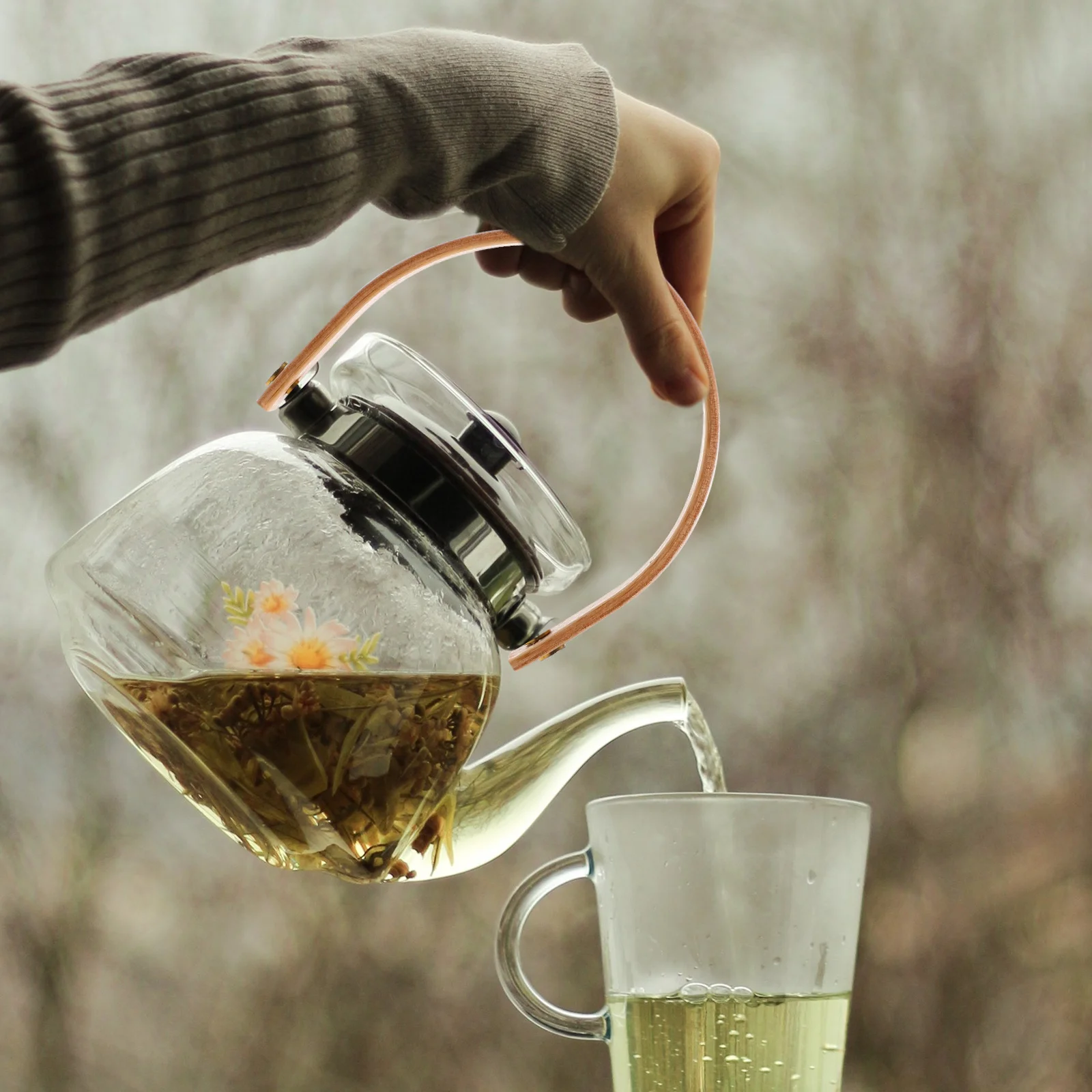 

2Sets U-Shaped Teapot Handle Wooden Replacement Grip for Tea Pot 1 Gallon Glass Pitcher with Lid Wear-Resistant Ergonomic