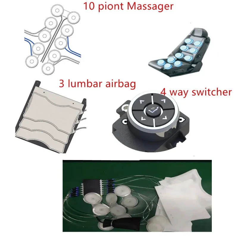 3 Airbag Lumbar Support Back Cushion 10 Point Pneumatic Massage Airbag for Volkswagen Audi Seat Interior Cover Comfort