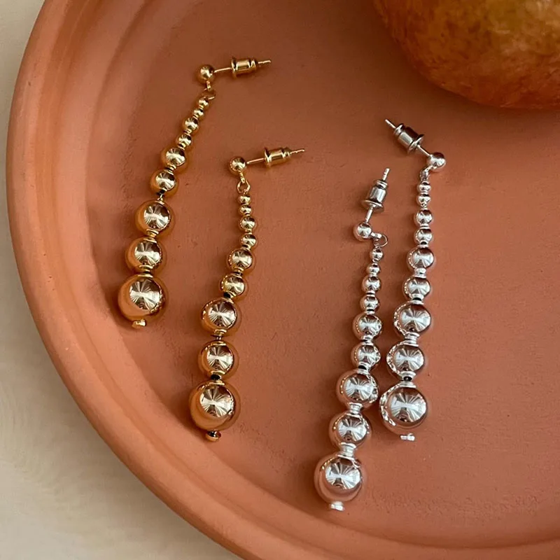 Gradual ball sphere long earrings for women extra statemen earrings minimalist simple elegant winter jewelry new in