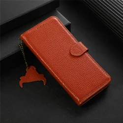 Genuine Leather Litchi Flip Wallet Case for Samsung Galaxy S25 Ultrr Plus S24 S23 FE A06 A16 A55 A35 25 15 Luxury Business Cover