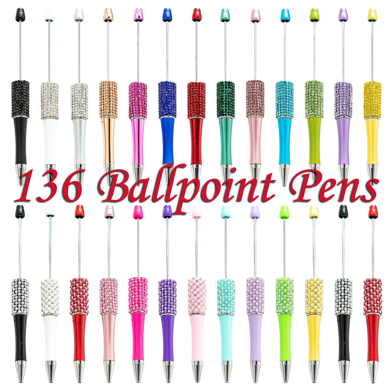 

136pcs Diamond Bead Pen Wholesale Creative DIY Handmade Sticker Set Diamond Beaded Ballpoint Pens