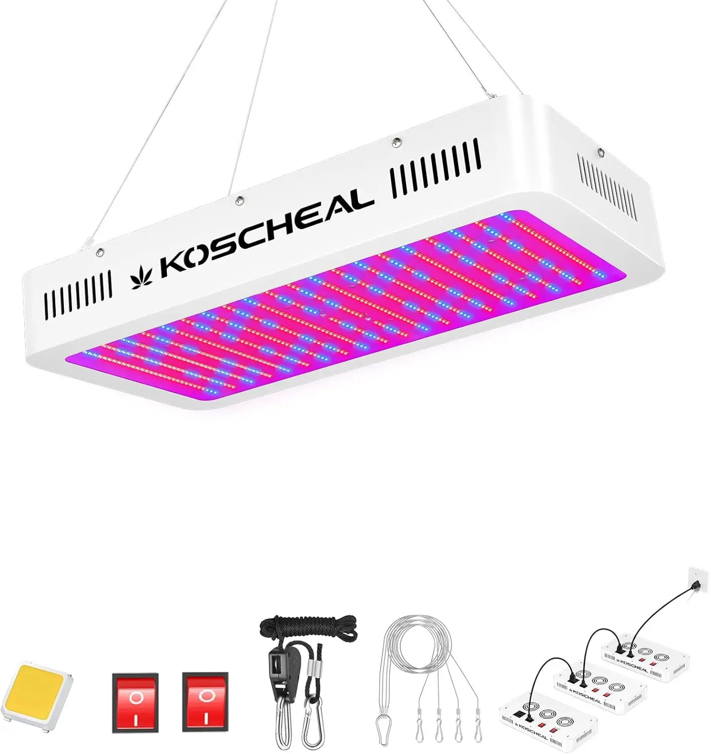 Lámpara de Cultivo LED KS2000 de Espectro Completo con Interruptor para Crecimiento y Floración, para Plantas de Interior Hidropónicas