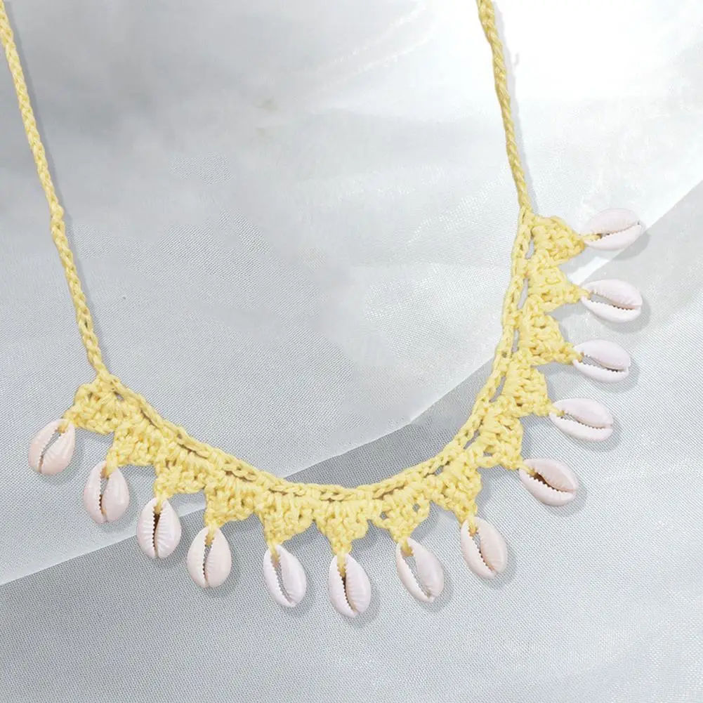 Shell Necklace Handmade Natural Shell Choker Necklaces for Women Boho Sea Cowrie Shell Jewelry Set with Rope Chain Summer Beach