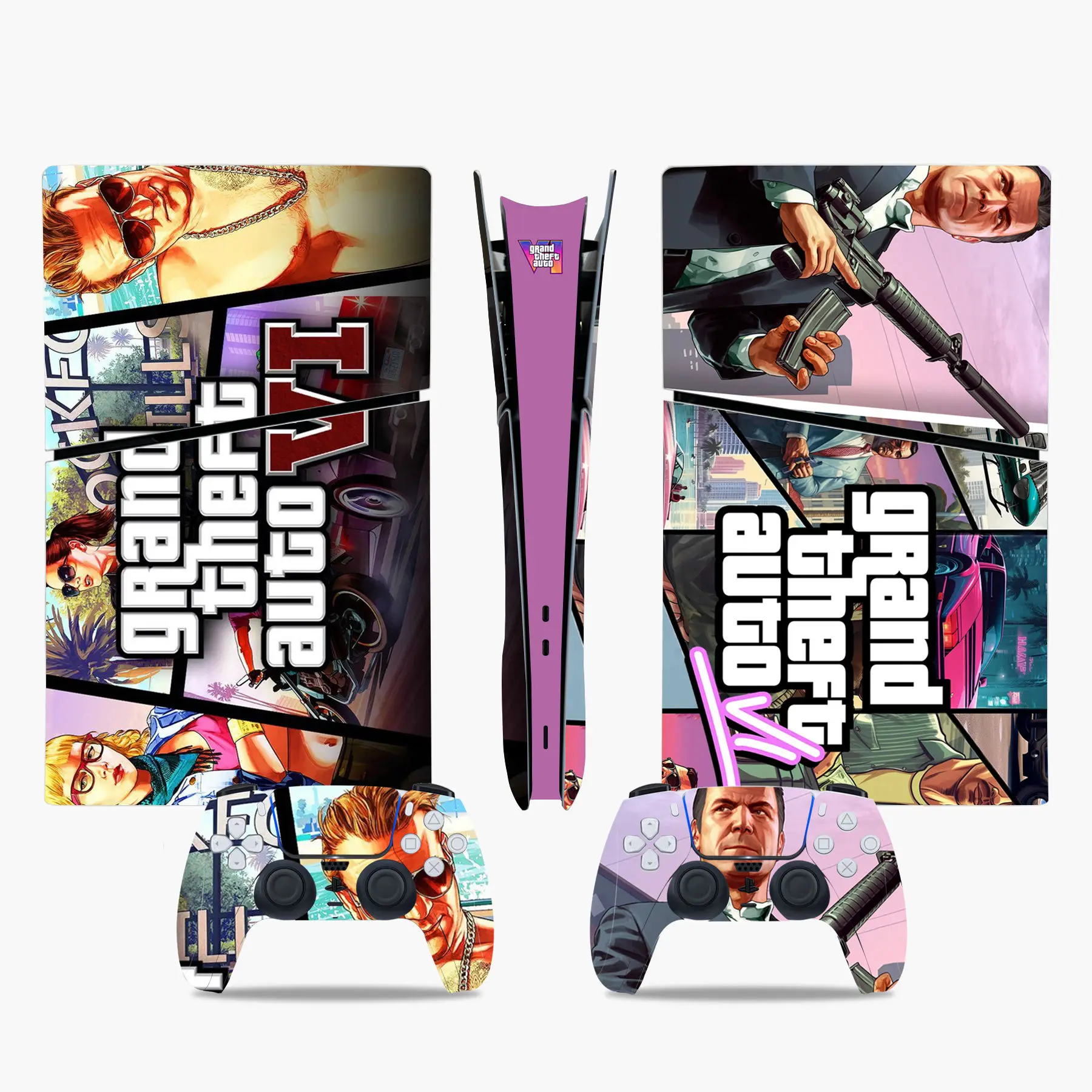 ملصق جلد رقمي تلقائي كبير للسرقة ، غطاء لاصق لوحدة التحكم و وحدتين تحكم ، فينيل ، تلقائي VI ، GTA 6 ، جديد