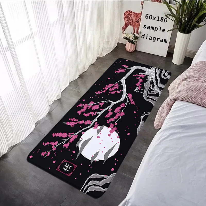 Japanese Cherry Blossom Carpet Mat Rug - Sakura Moon Pattern Home Decoration for Bedroom Living Room Rugs for Bedroom Home