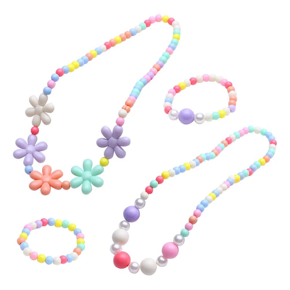 

12pcs Acrylic Necklace Bracelet Set Colorful Kids Jewelry Party Favor Toddler Dress Up Accessories For Girls Decoration