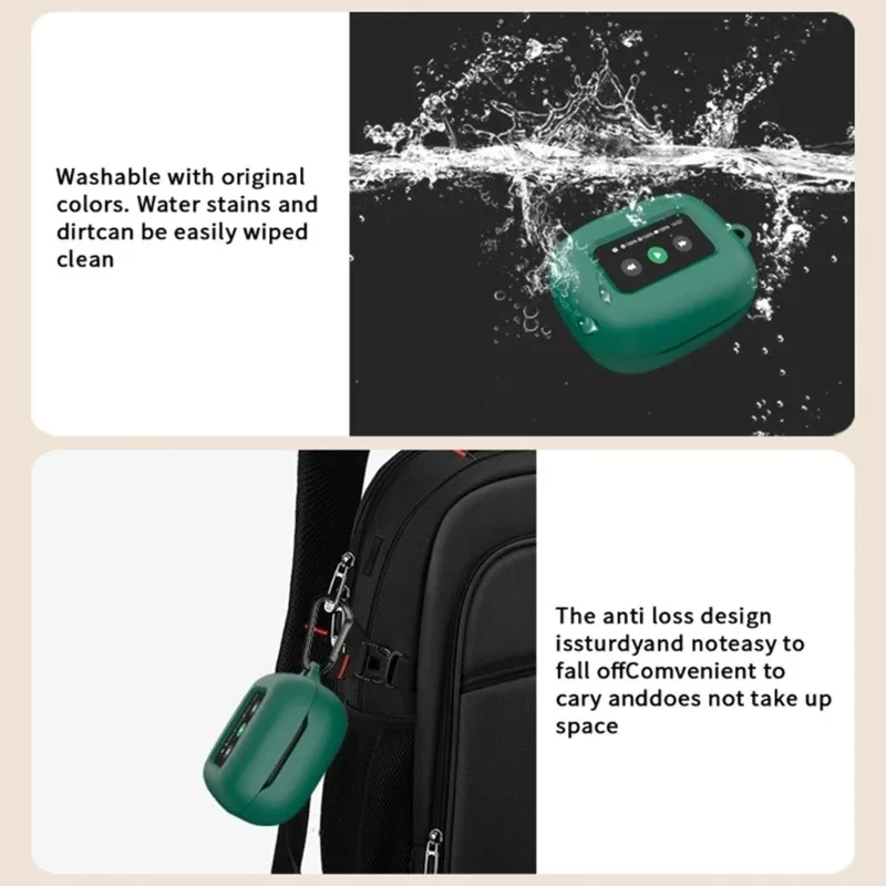 غطاء حماية من السيليكون لهاتف JBL Live Beam 3 سماعات بلوتوث صندوق شحن غطاء سماعة أذن واقي مع خطاف #4