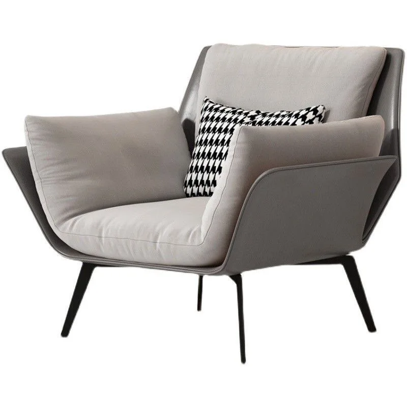 

Modern simple Italian style, single sofa chair, minimalist living room balcony single chair, cotton and linen fabric