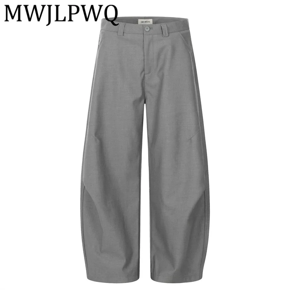 

MWJLPWQ Мужские повседневные брюки плиссированного дизайна Machete с широкими штанинами, модные однотонные свободные повседневные брюки в американском стиле 12100