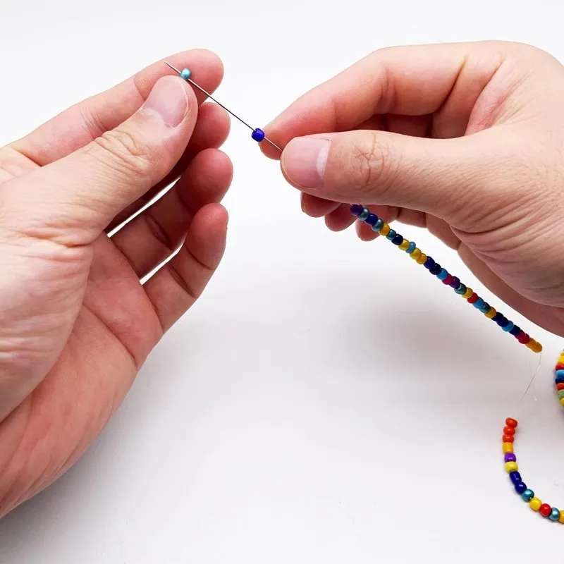 2pcs Beaded Needles With Steel Needles, Long And Thin Beaded Leads, Side Threaded Hooks And Beads For DIY Handmade Jewelry