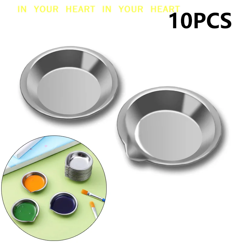 【X】10pcs Stainless Steel Painting Color Bowls Oil Paint Trays Paint Color Mixing Cups Color Mixer Children DIY Painting Tools