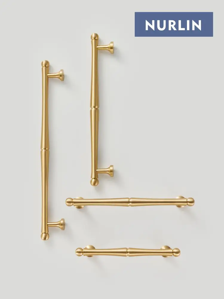 Nurlin Solid Brass American French Light Luxury Furniture Cabinet Drawer Wardrobe Door Long Handle Gold Vintage Cloakroom Pull
