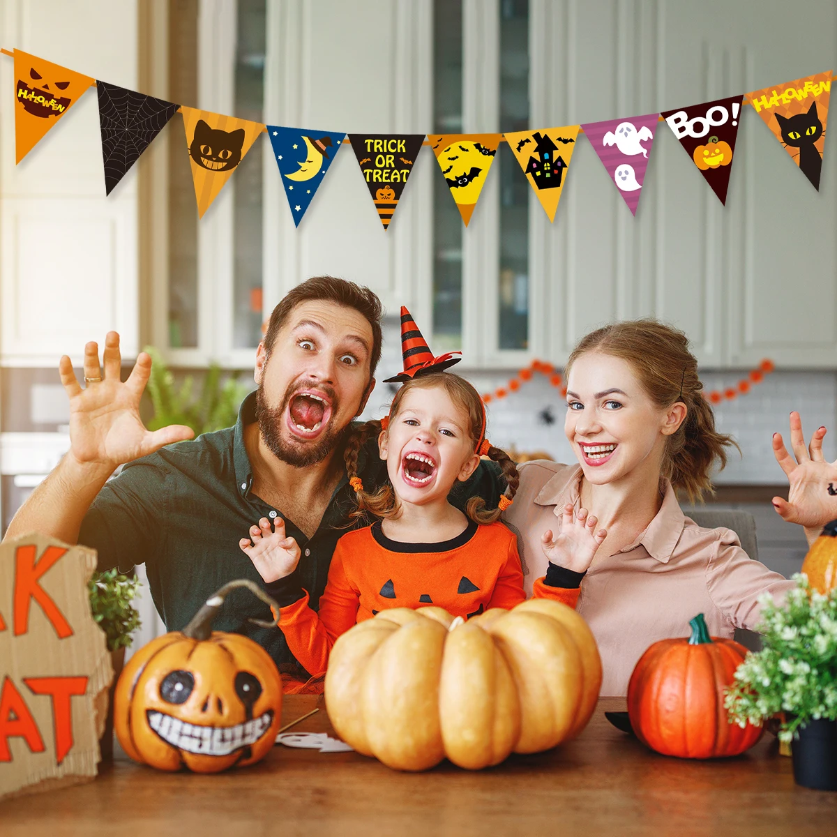 2024 glücklich Halloween Banner Horror Kürbis Hexe Spinne Schädel Girlande Flaggen für Halloween nach Hause Spukhaus hängen Ornamente