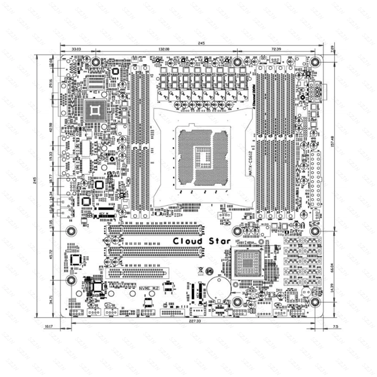 Nas Motherboard Kit Xeon C612 Chip 10 SATA Cable Support E5 V3/V4 Turbo DDR4 Max 96GB PCIE Split for NAS Router 2x2.5GbE 24*24cm