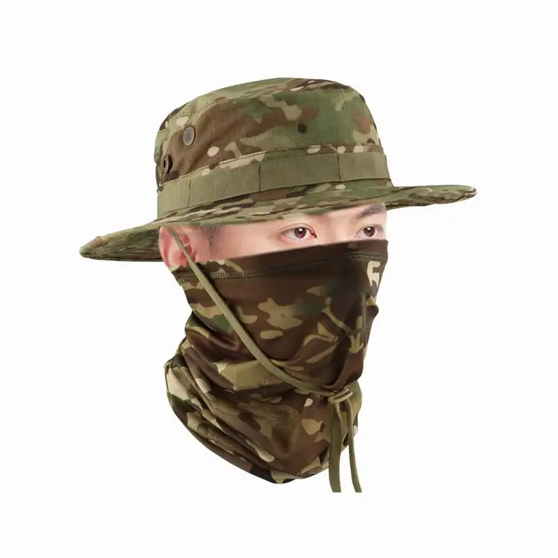 Fishing Hat With Neck Flap Adjustable Boonie Hats Men Work Hats Men Sun Protection Breathable Summer Fishing Hat Men Camouflage