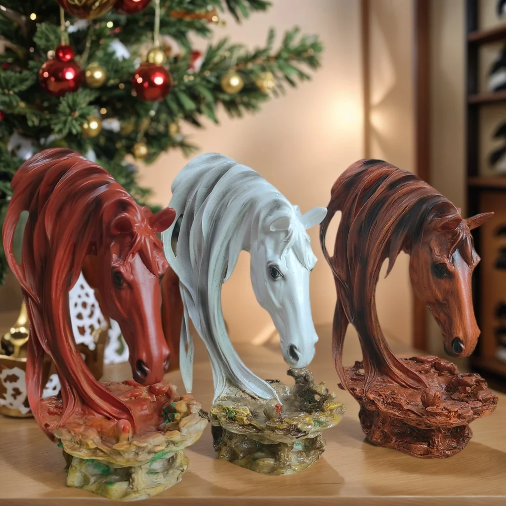 

Realistic resin horse head statue, TV cabinets, shelves, desks and bedrooms, indoor/outdoor decor, Horse Decor.