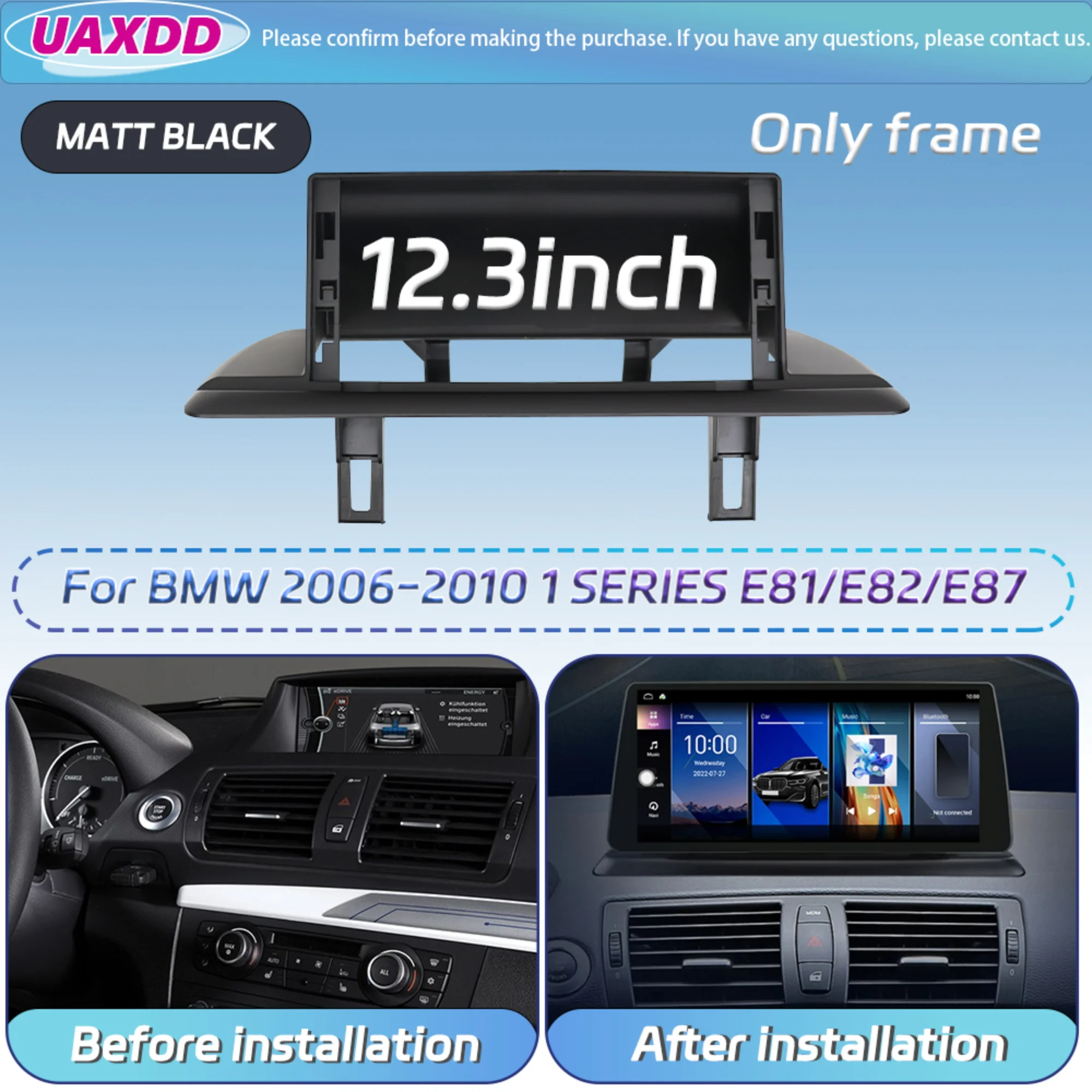 2-DIN-Autoradio für BMW 2006-2019 3 5 6 7 X1 X3 X5 GT E60 E81 E82 E87 SERIE 10,25 12,3 Zoll Android Basisrahmen-Kit Panel Mittelkonsole – Detail 21