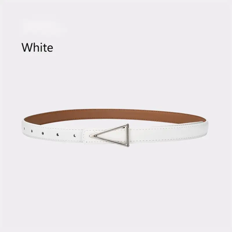 women leather belts 1.8cm wide Sliver Triangle buckle Slim Belt for fashion look