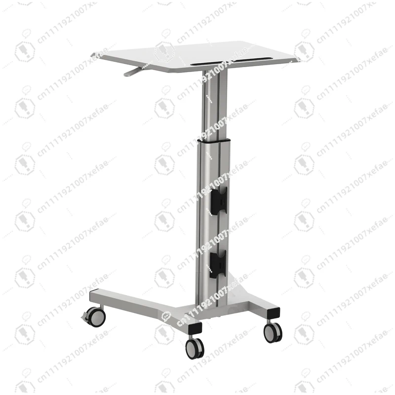 Mobile stand, laptop bench cart, convertible height adjustable ergonomic workstation, pneumatic gas lift, four-bottom rollers