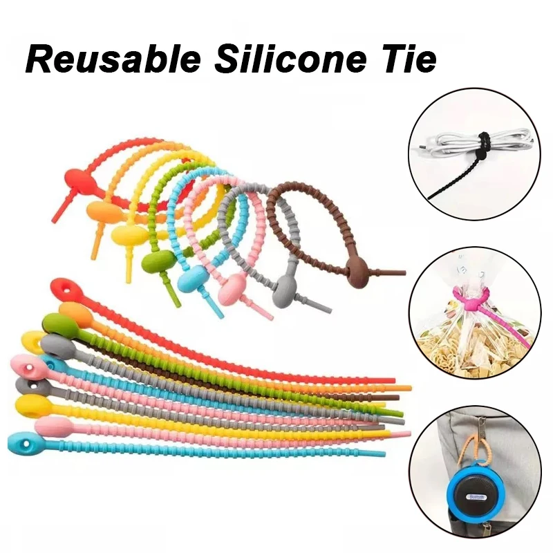 10/20PCS Silicone Ties Colorful Rubber Twist Tie 15CM Reusable Cable Wire for Charge Wire Organize Food Saver Bag Clip Bread