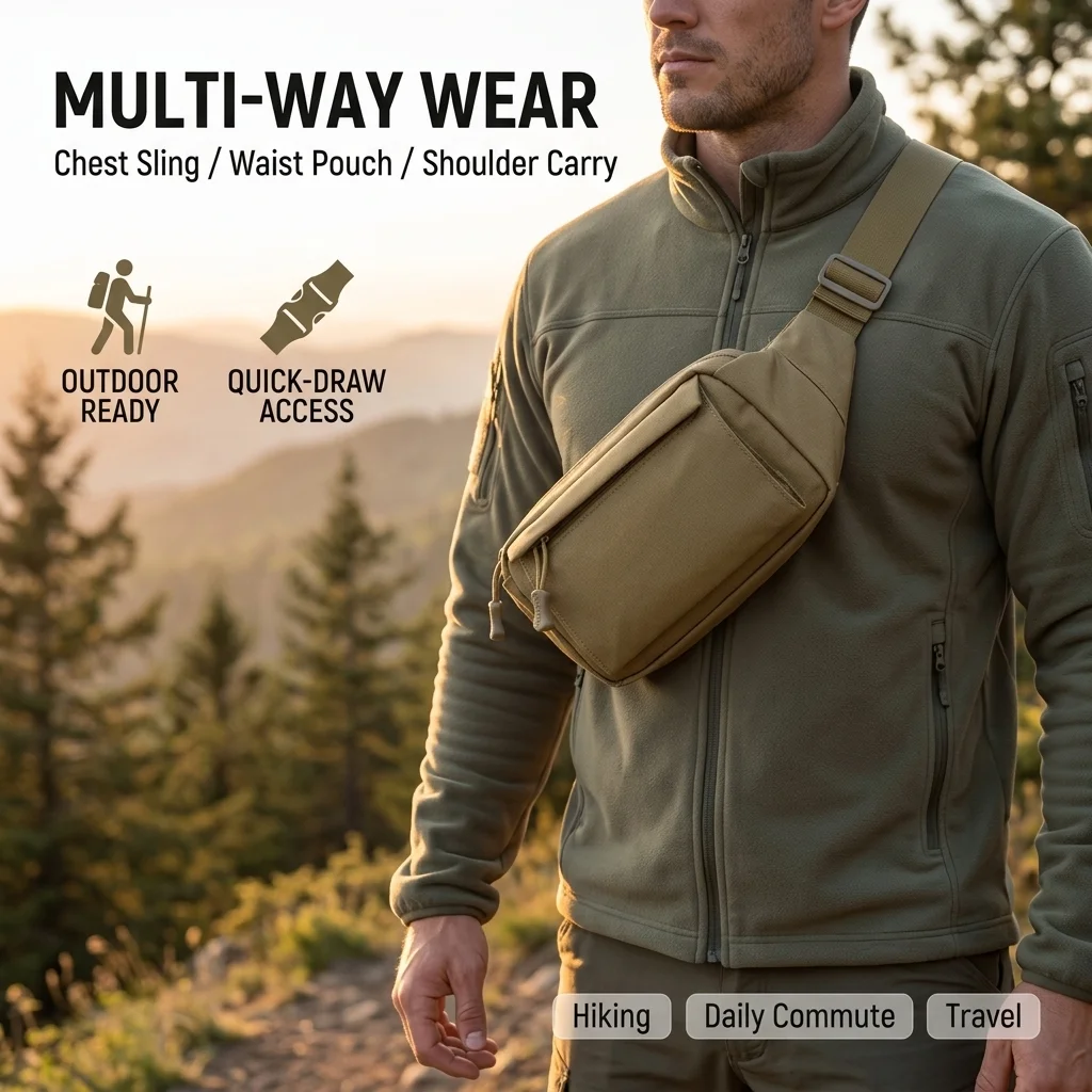 Tactical Fanny Pack Waterproof 900D Oxford Waist Bag Men EDC Military Sling Chest Pack Durable Outdoor Hiking Crossbody Pouch