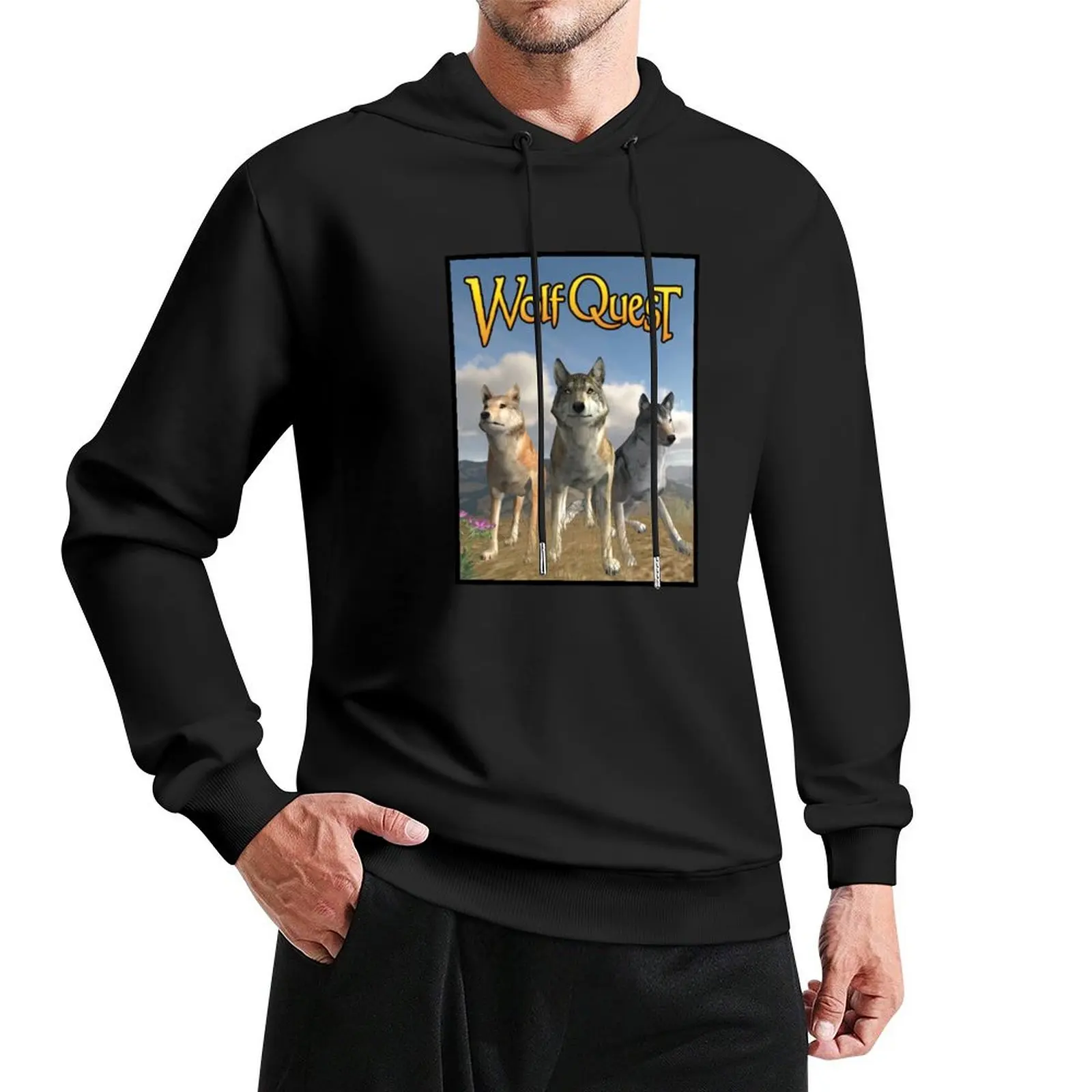

Wolf Trio - WolfQuest Classic Pullover Hoodie men's sweat-shirt set winter clothes japanese hoodie