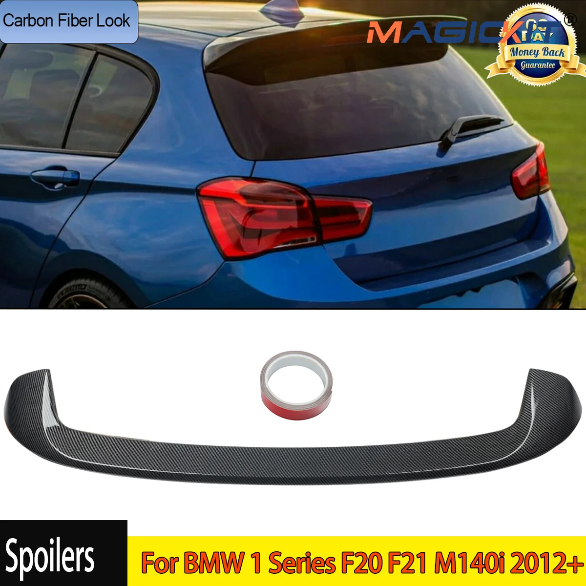 MagicKit For BMW 1 Series F20 F21 M140i 2012+ MP Style Rear Roof Boot Spoiler Carbon Look