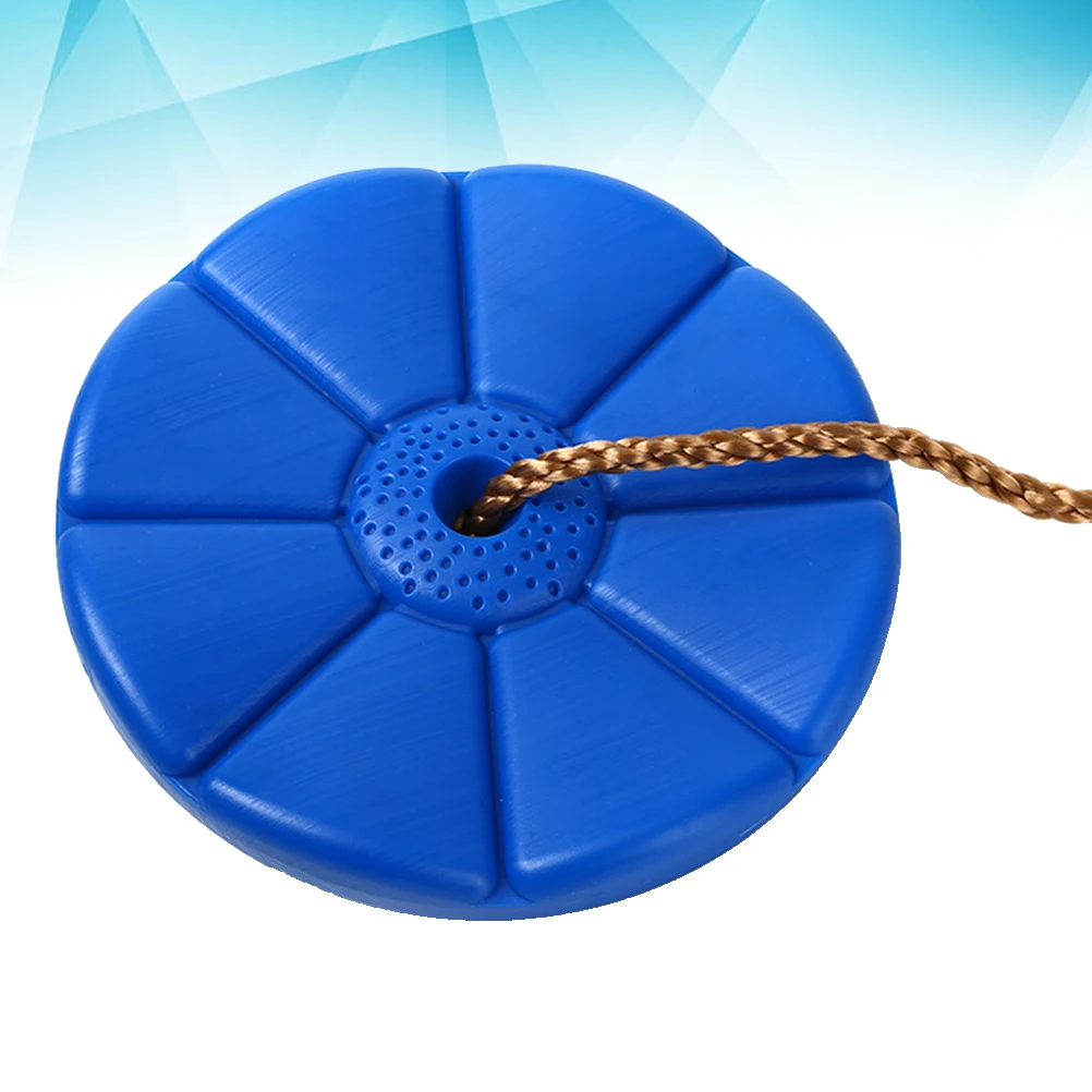 Asiento de disco de plástico para niños, cuerda para columpio de árbol para exteriores, 60Kg, azul, resistente, equipo de juego para niños, patio trasero, jardín, porche