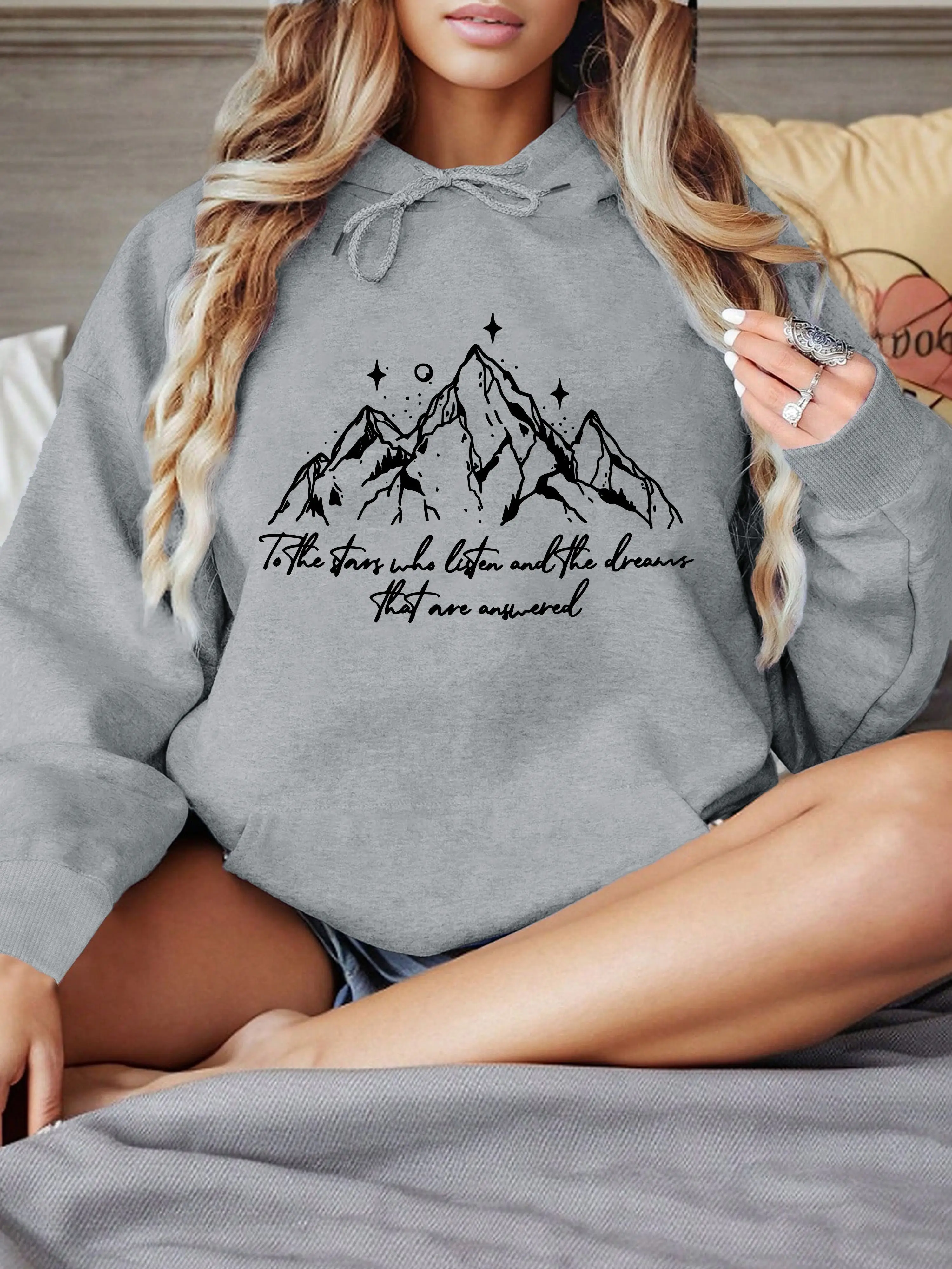 

Mountain Graphic Printing Autumn and Winter Pure Cotton Men's and Women's Hoodies Casual Outdoor Street Sports Loose Training