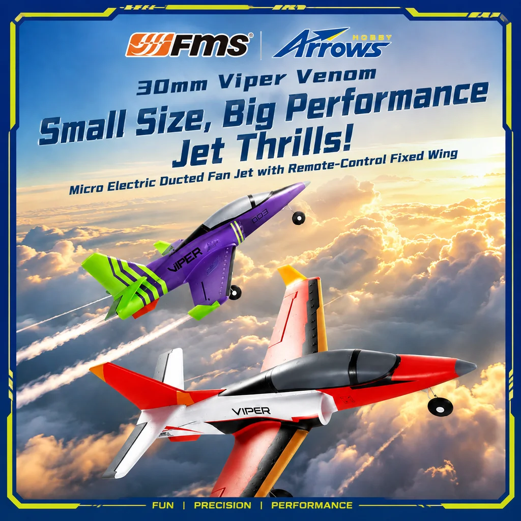 In stock Fms Arrows 30mm Micro Channel Power Viper Rtf Pnp Brushless Motor Model Airplane Adult Toy