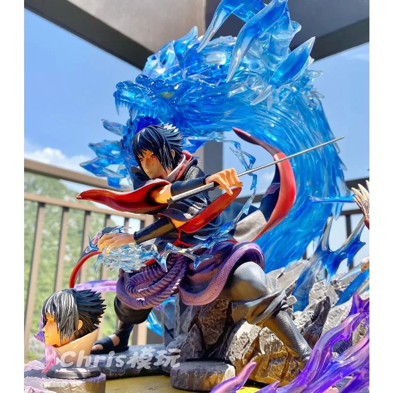 36cm Animation Figure Uchiha Sasuke Can Glow High-end Anime Collection Model Resin Desktop Ornament Decorations Children Toys