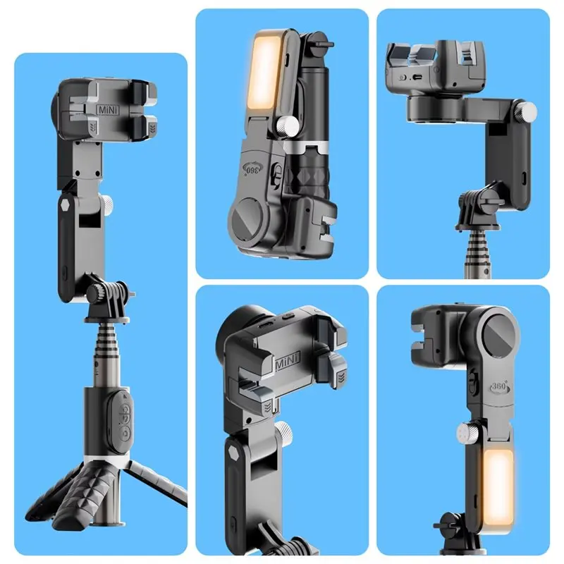 Q18 Selfie Stick Tripod With Gimbal Stabilizer Fill Light For Smartphones For Cell Phone Selfieshow Following Shooting Mode