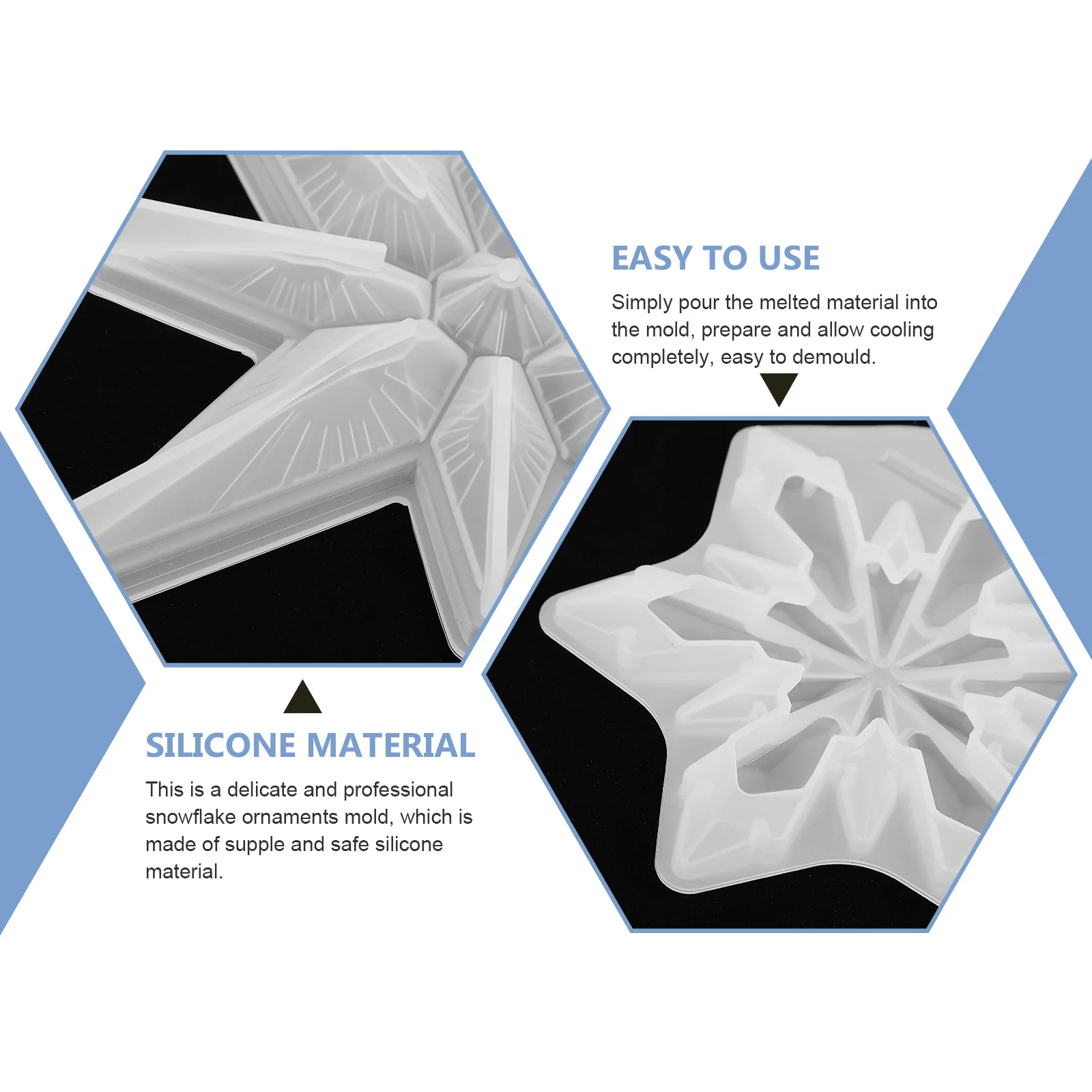 

2 шт. силиконовая форма для снежинок, сделай сам, формы из смолы для рождественского декора, ручная работа, легко извлекаемая форма, прочные товары для дома до 5 лет
