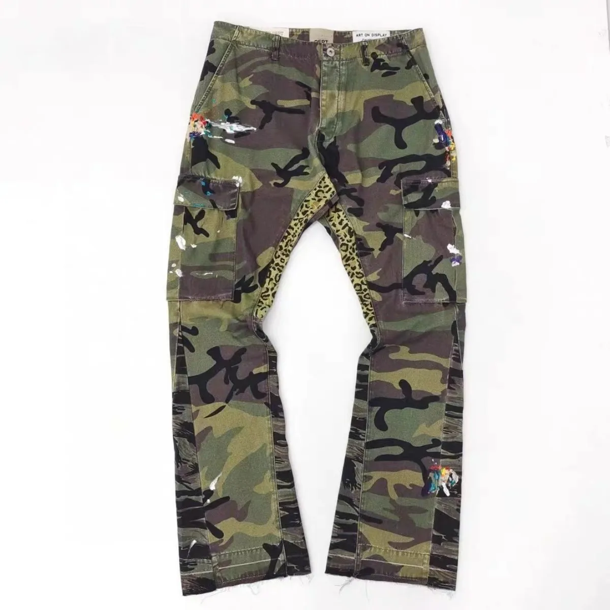 DEPT Fashion Brand Pants Man Camouflage Pants Couple Splashing ink graffiti Splicing Loose Cotton Casual HipHop Sports Pants ﻿