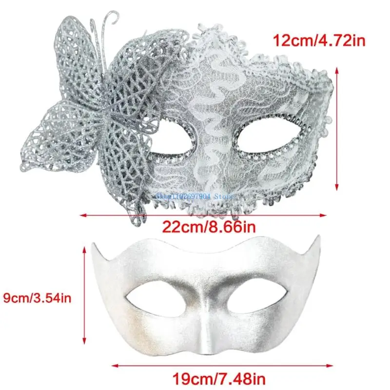 N7YF Halbgesichts-Maskerade-Maske, Paar-Maskerade-Maske, Maskerade-Kostüm-Zubehör für Damen und Herren, Maskerade, Halloween,