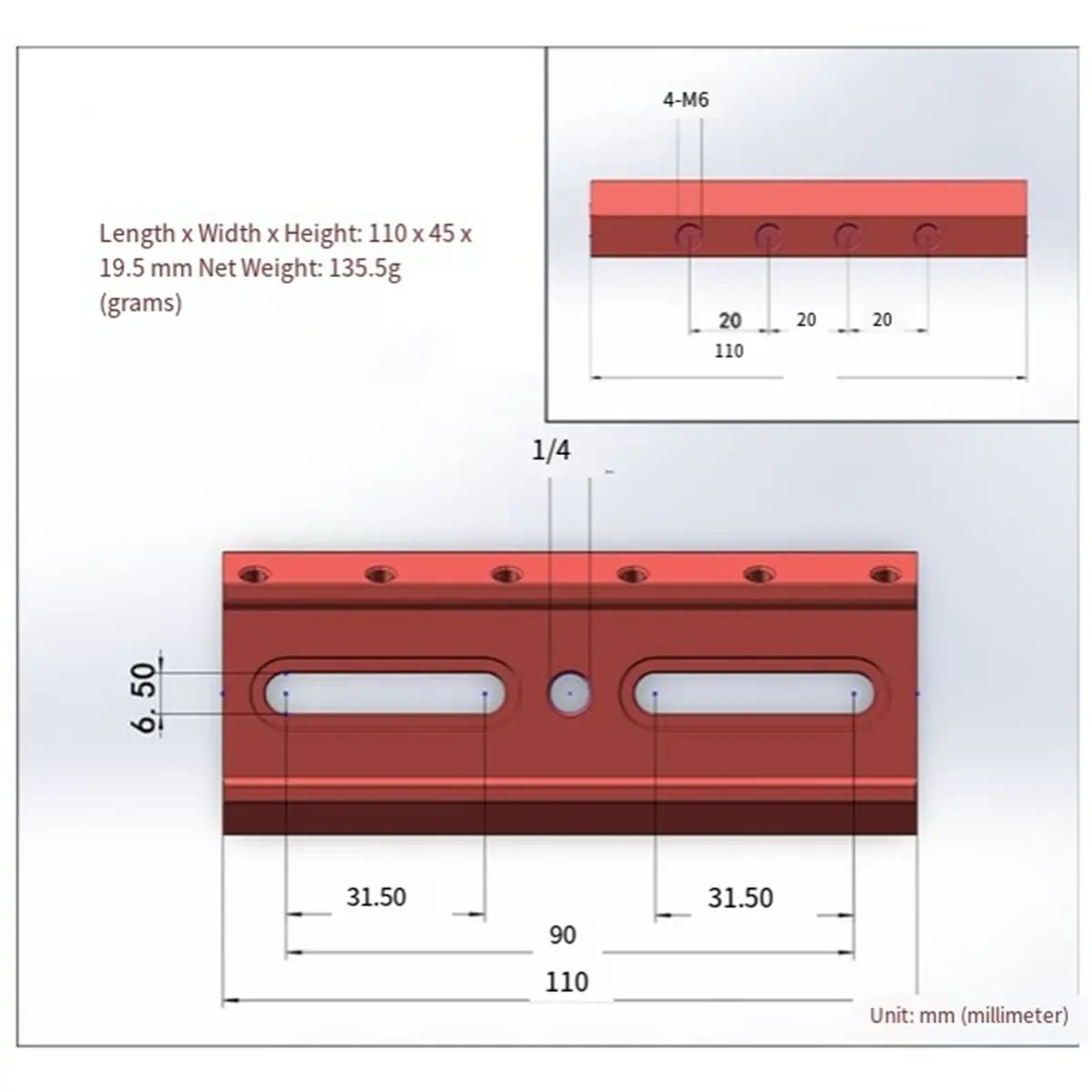 【COUNTDOWN DEAL】 Angeleyes 110mm Multifunctional Expansion Board Dovetail Plate for Star Searching