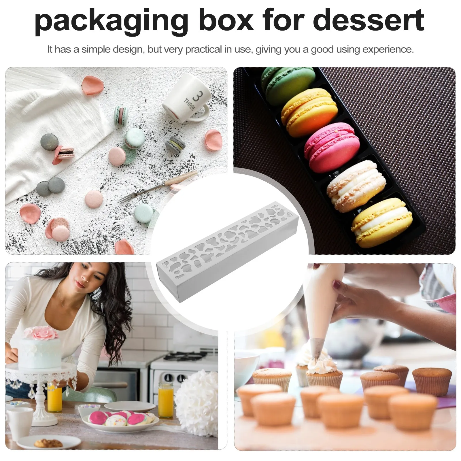 10Pcs Paper Macaron Case Food Safe Thick Dessert Box for Macarons Cookies Muffins Cake Packaging Wedding Anniversary Shower