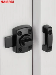 NAIERDI Gate Latch Slide Bolt Latch Lock,Black Rotating Hasp Latches,Safety Double Sided Gate Locks Ideal for Furniture,Windows