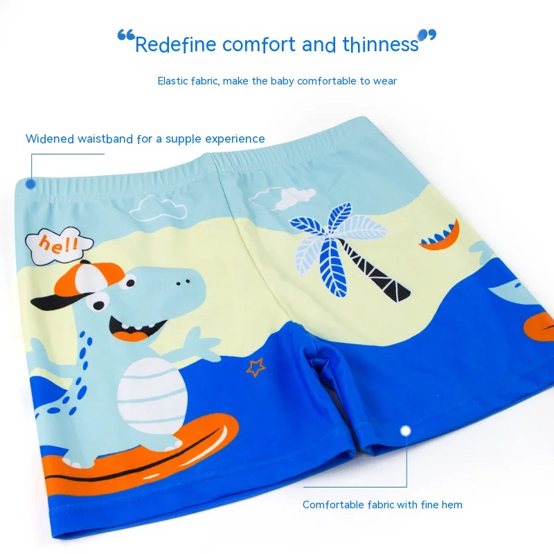 Children\'s Swimming Trunks New Beach Trousers Boys Students Flat Swim Shorts Comfortable Quick-Dry Cartoon Swimming Trunks