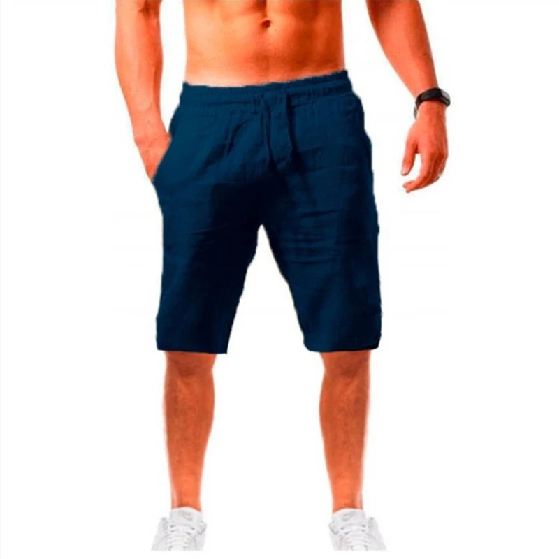 2022 nuovi pantaloncini di lino in cotone da uomo estate Casual traspirante tinta unita pantaloni corti in lino Fitness Streetwear Pants