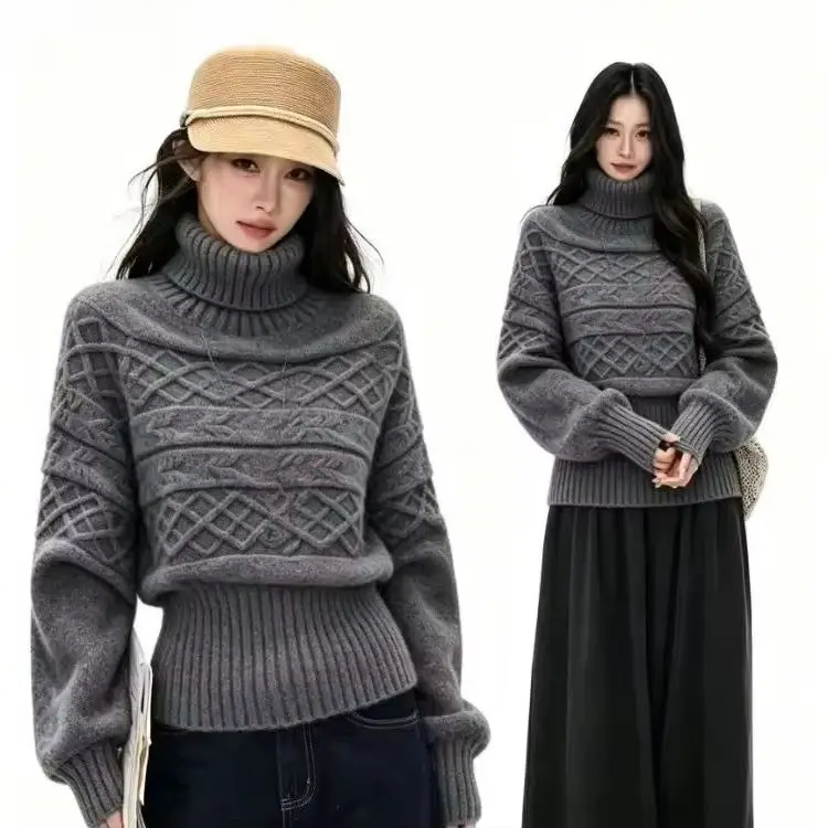 Women Vintage Subculture Knit Sweater Autumn Winter Y2K Coquette Chic Pullover Casual Street Daily Fashion Knitwear Top