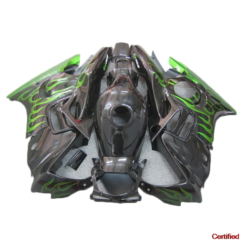 

New Green Flames Black Motorcycle Bodyworks Fairing Kits For Honda CBR600 F3 1997 1998 Plastic Fairings Set Cbr600 F3 97 98 SX73