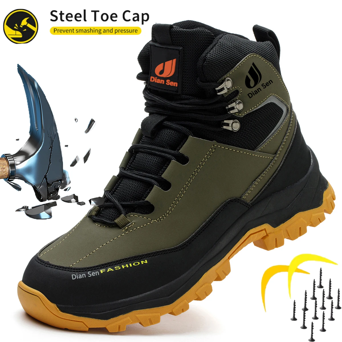 Steel Toe Cap Shoes For Men Work Boots Puncture-Proof Work Safety Shoes non-slip Protective Shoes Male Footwear Sneakers