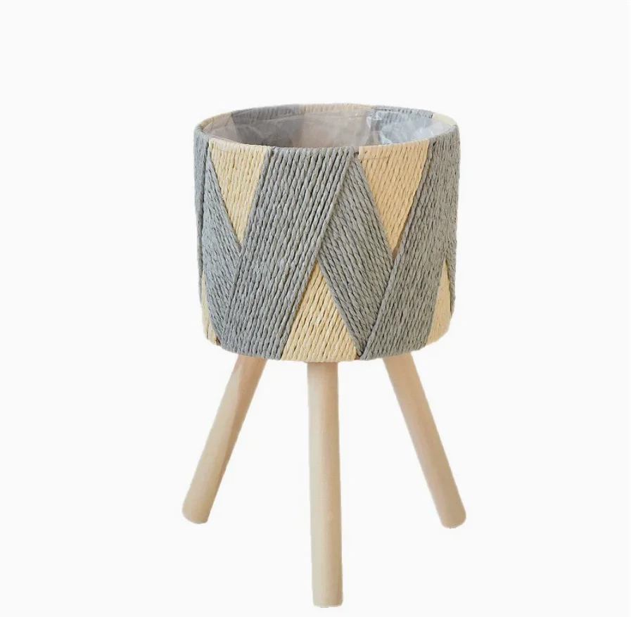 Hand Wove Plant Stand Fashion Style Rattan Woven Flower Pot Creative Flower Planters With Removable Legs Durable
