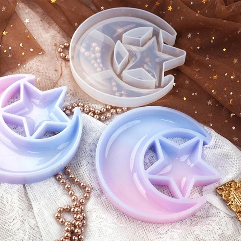 

91AC Moon Star Tray Mold Silicone Storage Box Casting Mold for DIY Craft