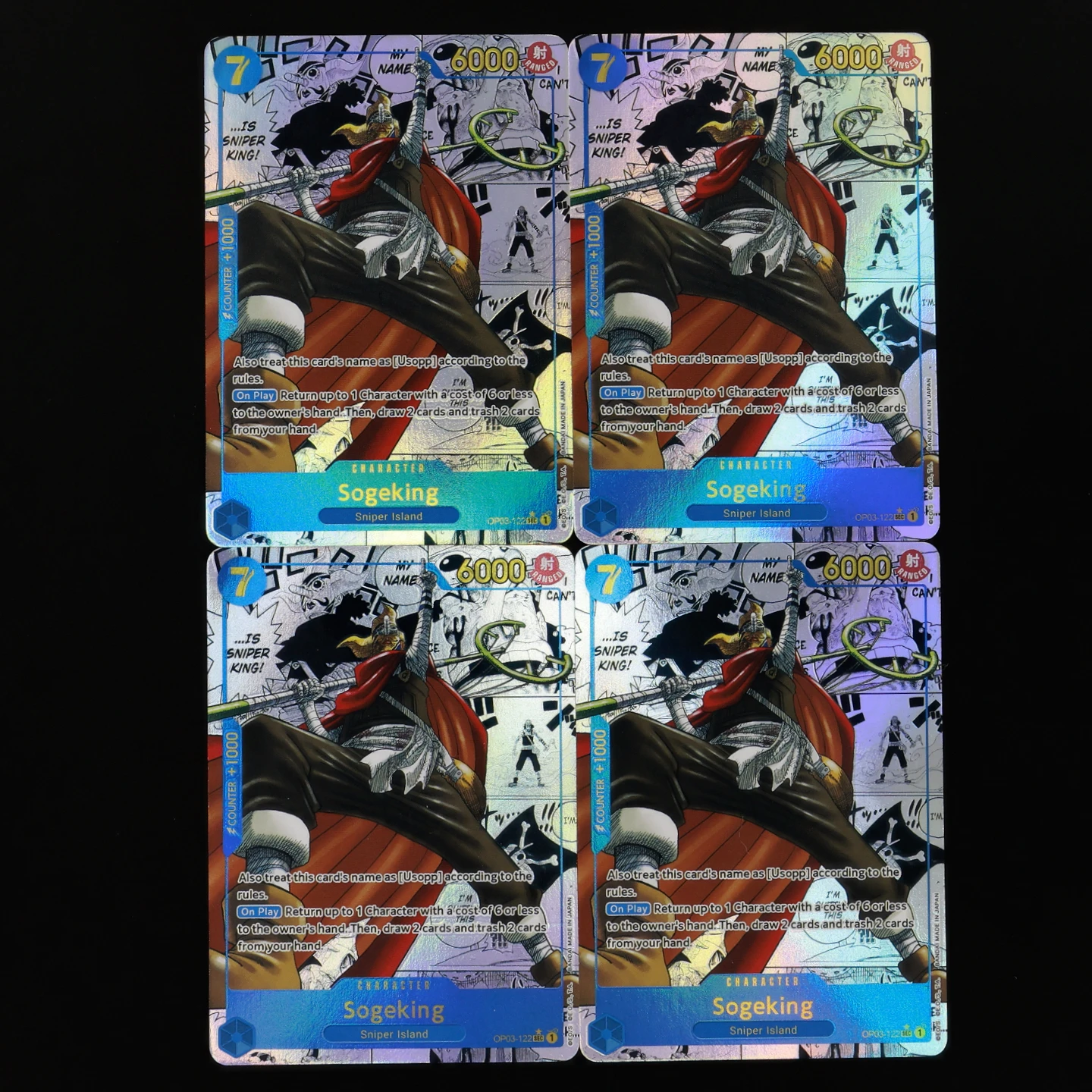 One Piece TCG OPCG English Usopp Manga Card OP03-122 Sogeking 7 Cost Blue Usopp Comic Parallel Textured Foil Card
