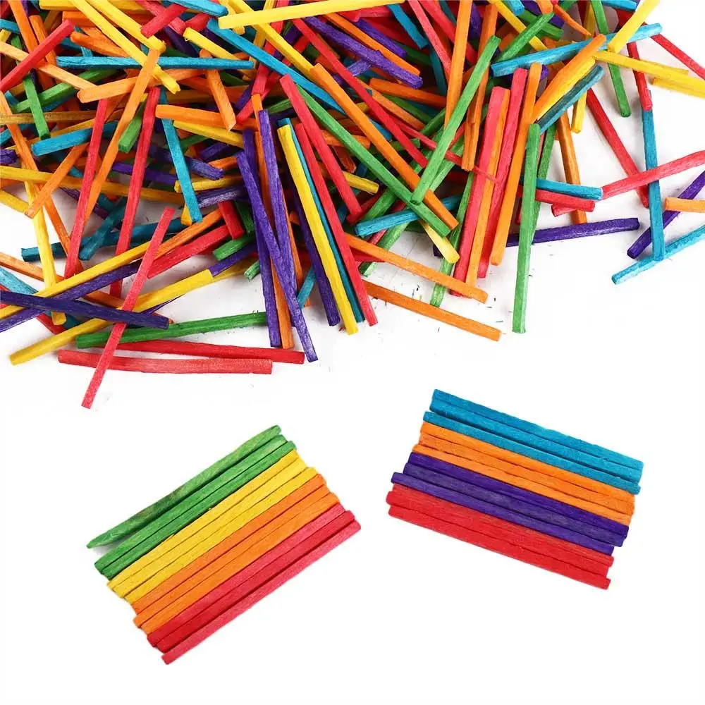 Palitos de madera de colores para manualidades, juguetes educativos, Material hecho a mano