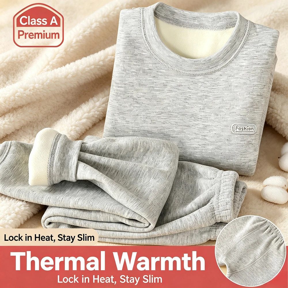 Kids Thermal Underwear Set Long Johns Fleece Top Pants Soft Warm Winter Base Layer Seamless Crotch Sleepwear Boys Girls 3-16Y